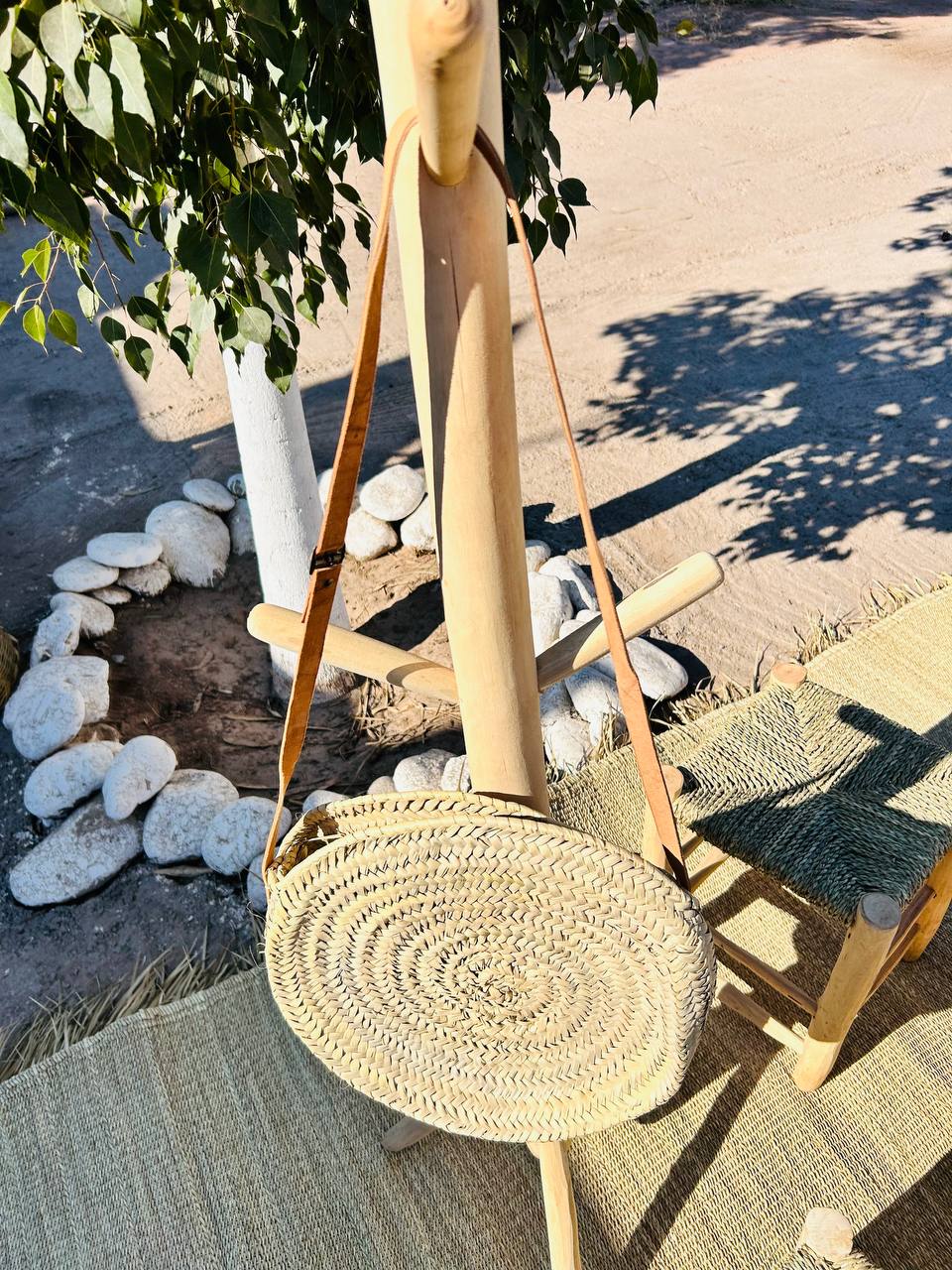 Sac en Doum – Artisanat Marocain, Forme Circulaire Personnalisable