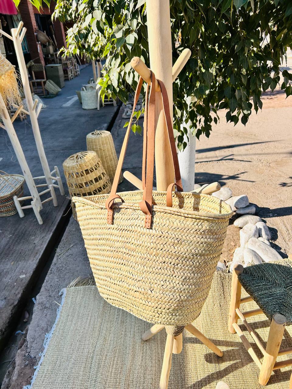 Panier en Osier avec Poignées en Cuir – Personnalisable et Fait Main