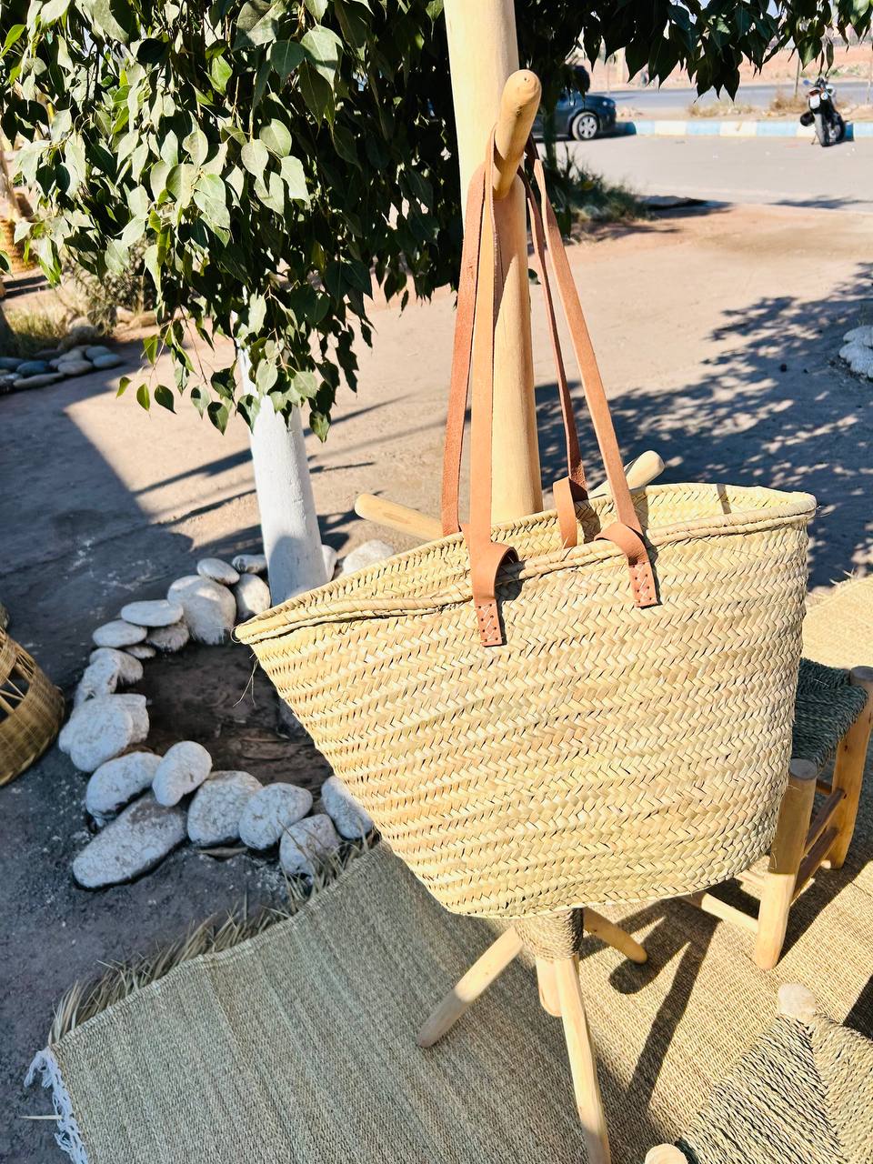 Panier en Osier avec Poignées en Cuir – Personnalisable et Fait Main