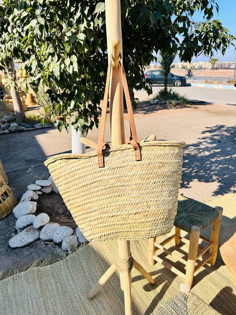 Panier en Osier avec Poignées en Cuir – Personnalisable et Fait Main
