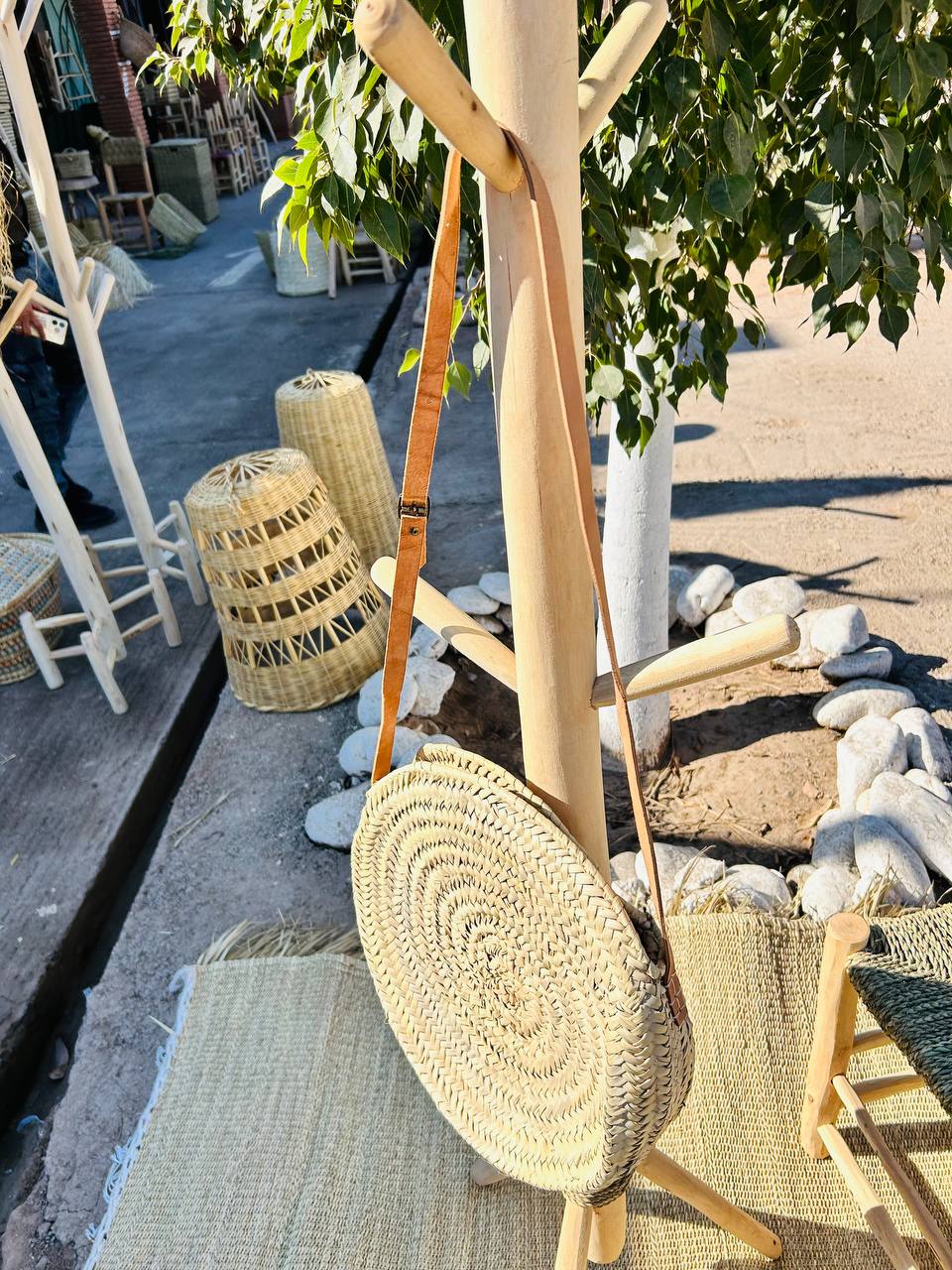 Sac en Doum – Artisanat Marocain, Forme Circulaire Personnalisable