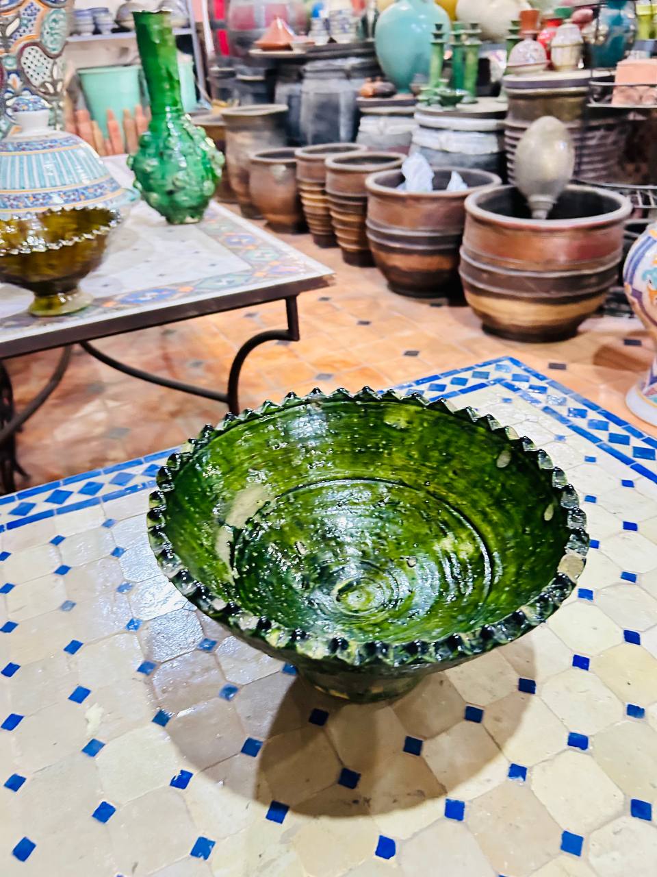 Bol Artisanal en Céramique Tamgroute - Vert Uni