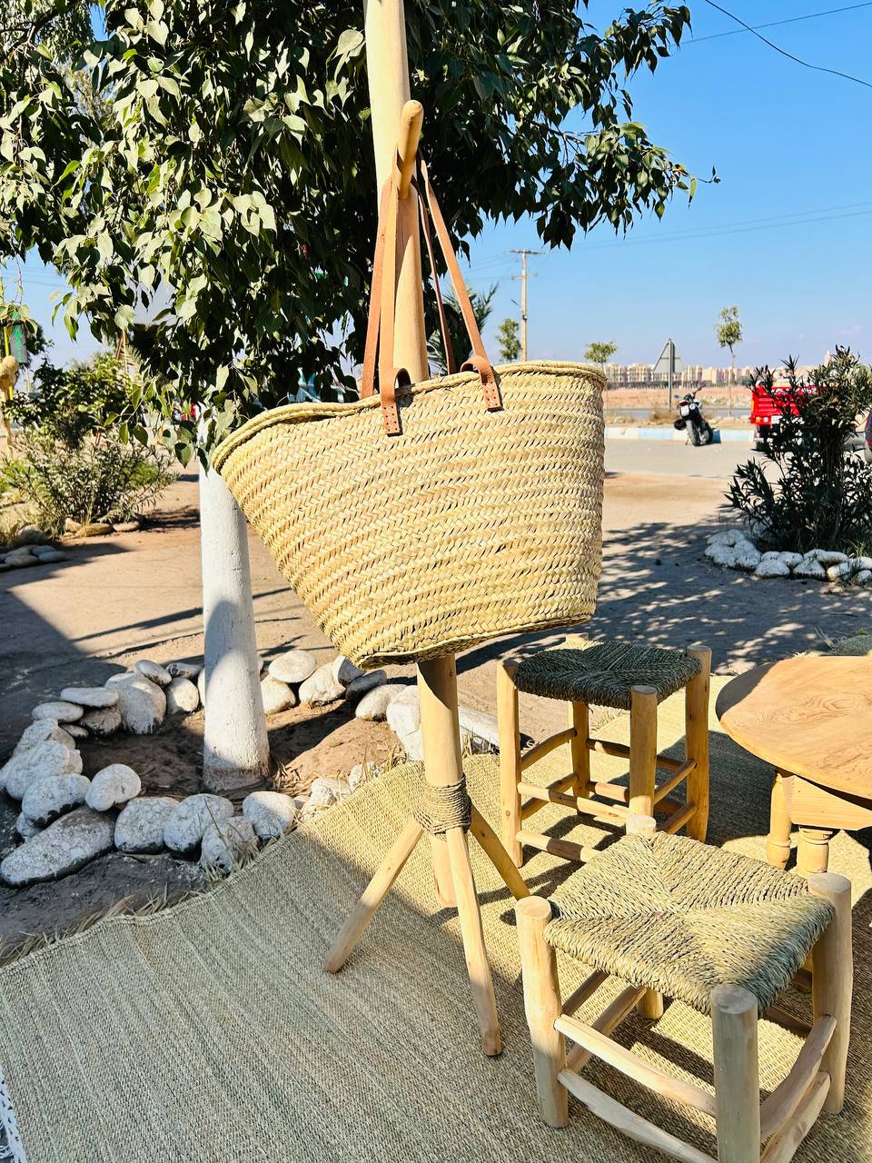 Panier en Osier avec Poignées en Cuir – Personnalisable et Fait Main