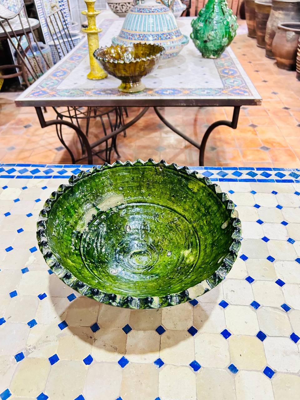 Bol Artisanal en Céramique Tamgroute - Vert Uni