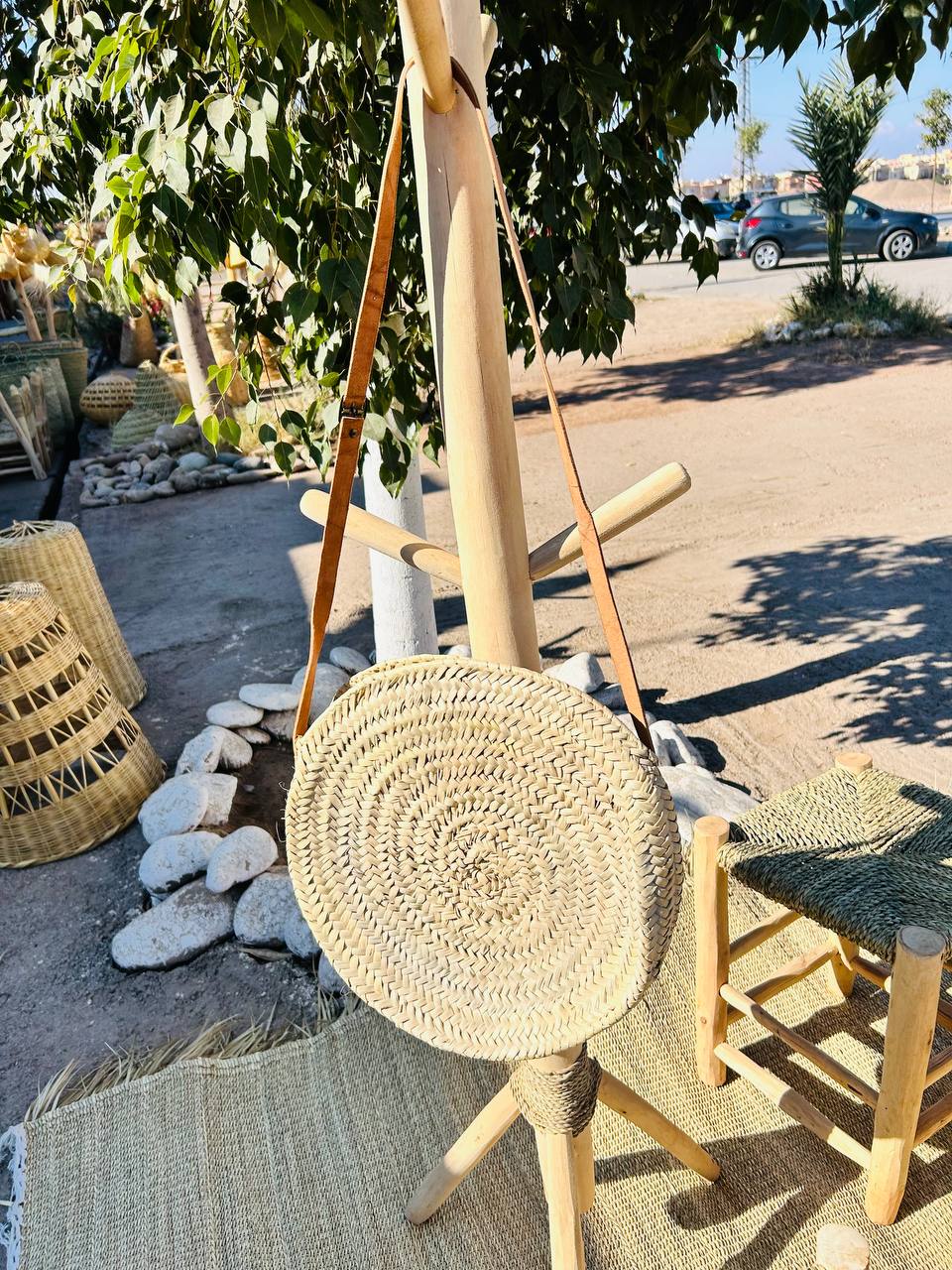Sac en Doum – Artisanat Marocain, Forme Circulaire Personnalisable